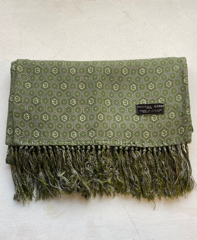 Vintage Tootal scarf in light sage green pattern.